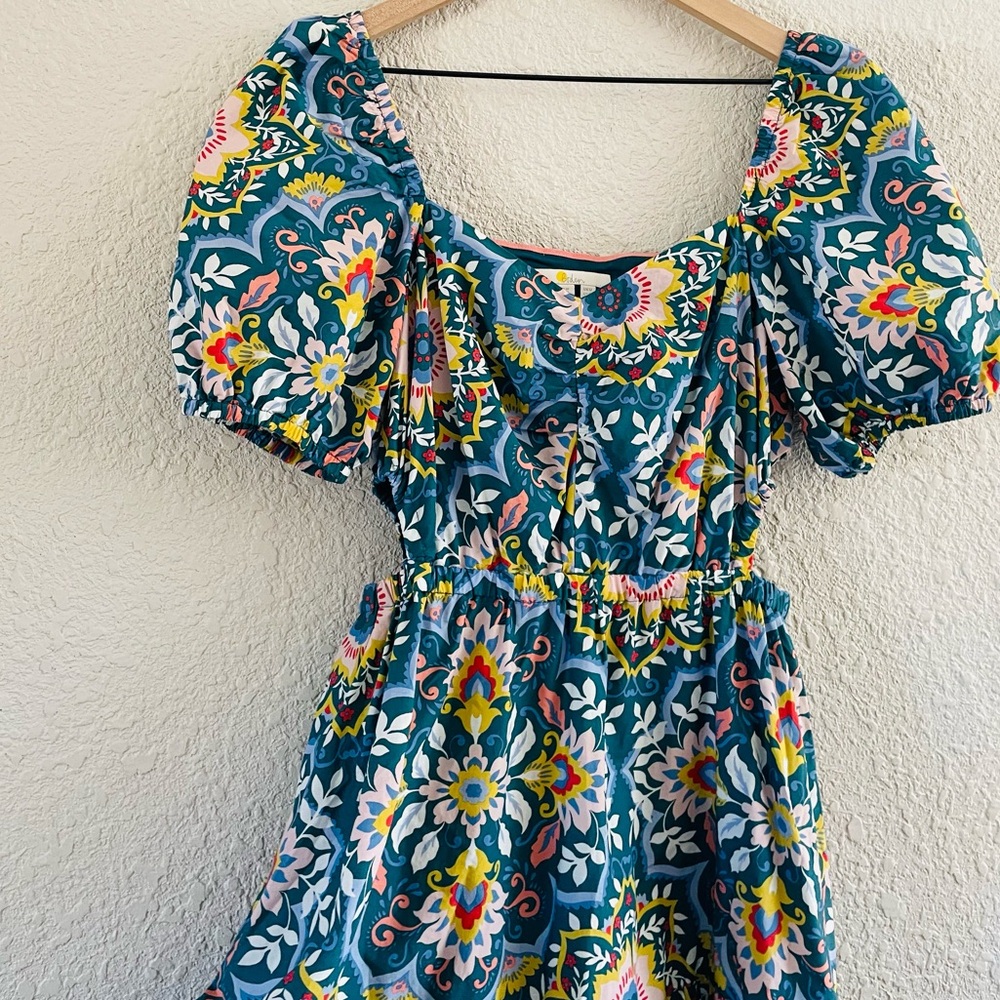 Boden Florence Cut Out Midi Dress in Green Multi Color Print size 8 - Picture 14 of 16